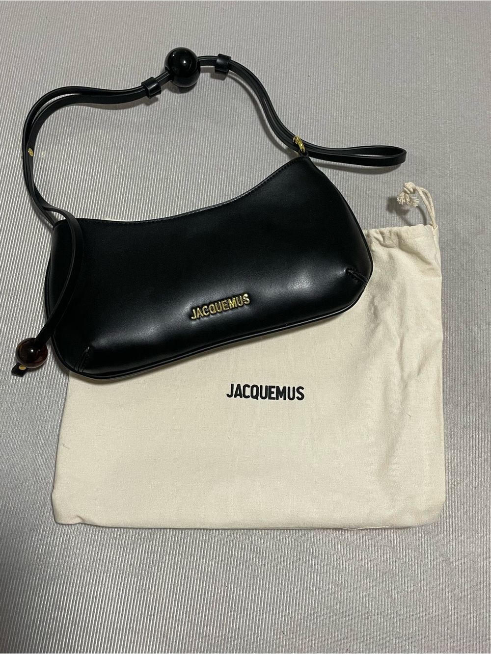 Jacquemus Black Le Chiquito Shoulder Bag with Gold Logo Detail - Picture 4 of 5
